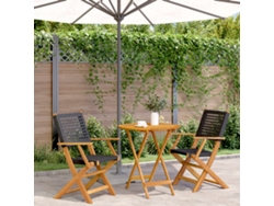 Conjunto de bistró de 3 piezas en mimbre negro y madera maciza Dkd Home Decor