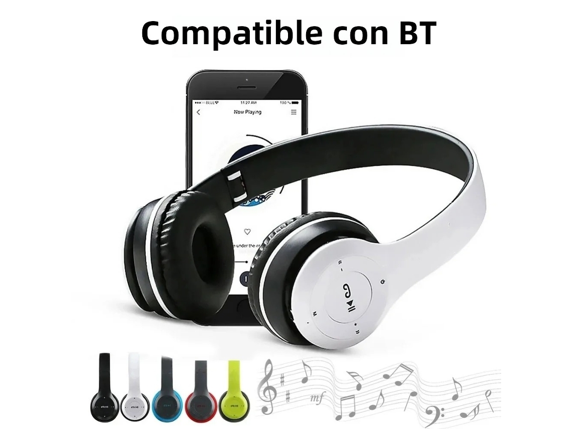 Auriculares inalámbricos Bluetooth P47 con micrófono, plegables, graves profundos, sonido HiFi, auriculares estéreo para música, smartphones, TV, juegos, Vayotoy