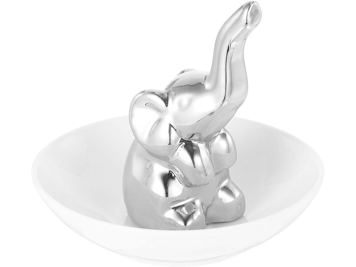 Elegante Bandeja Apilable Cerámica Plateada Joyas Ideal Guardar Anillos Diademas Perfecta Cumpleaños