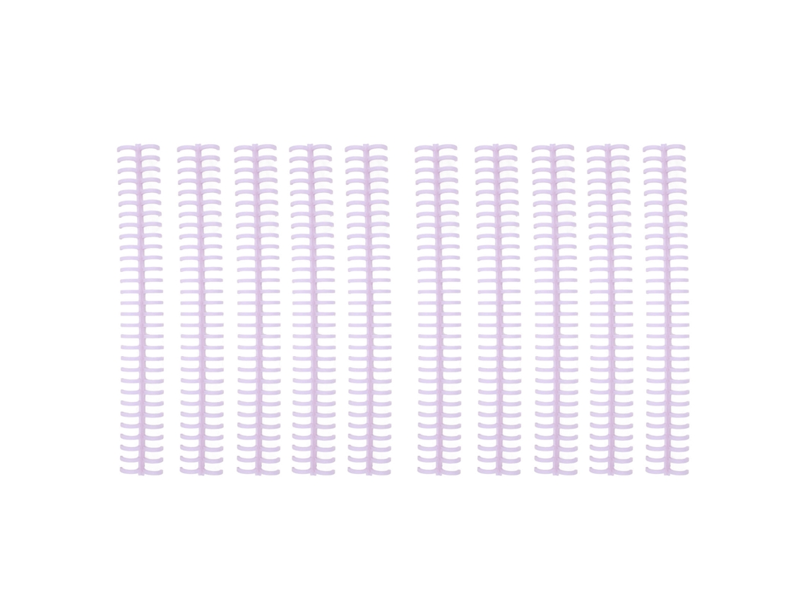 10 Púas De Encuadernación, 30 Agujeros, 13 Mm, Lila, Para Hojas Sueltas, Plástico.