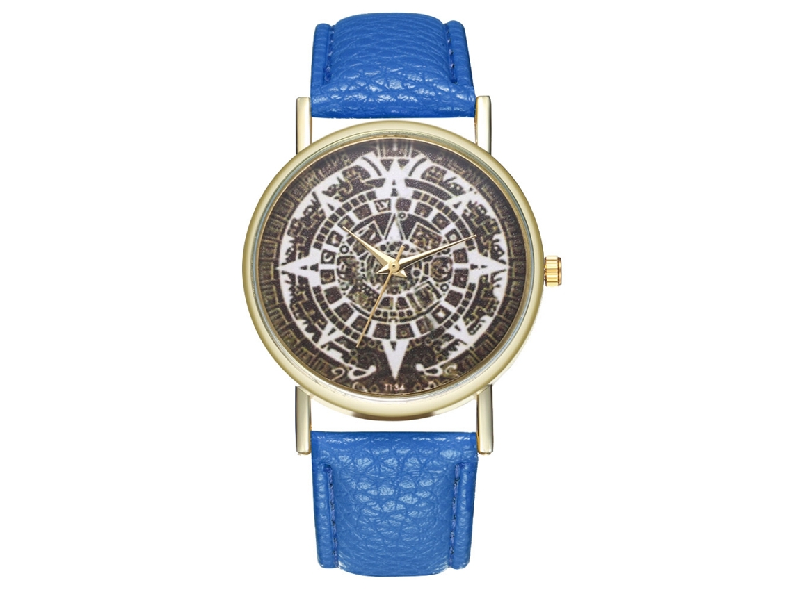 Reloj De Pulsera Analógico De Cuarzo Con Correa De Pu Fashion (azul Real)