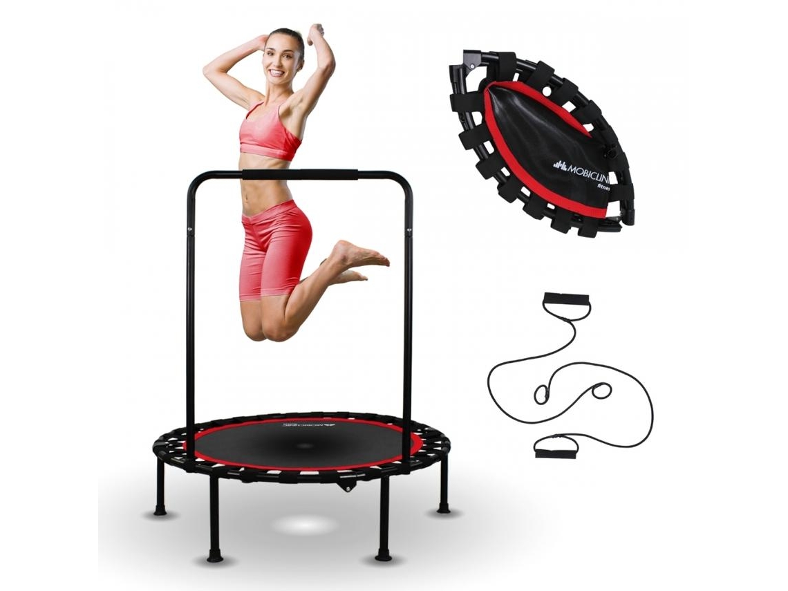 Trampolín redondo fitness MOBICLINIC Plegable Máx 150kg Reposabrazos regulable Desmontable 101x101x118cm Kangumobi