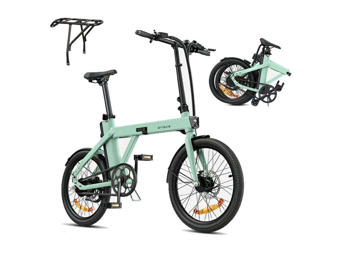 Bicicleta eléctrica urbana plegable Engwe P20 de 250 W y 20 pulgadas, transmisión por correa, sensor de par y batería de 36 V y 9,6 Ah.