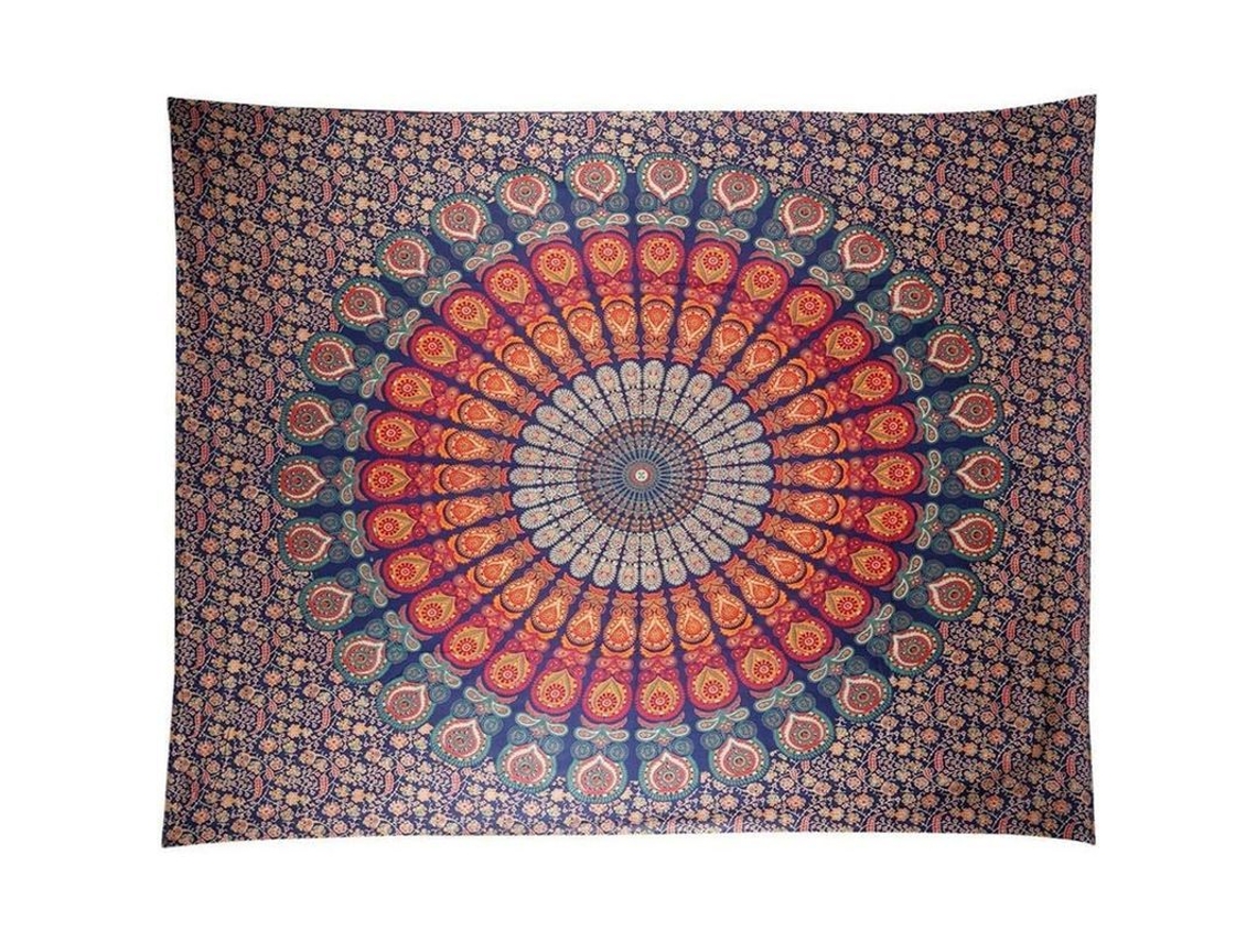 Tapiz Decorativo De Pared Estilo Mandala Indio Hippie Psicodélico Bohemio.