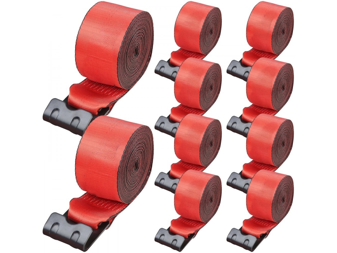 Juego de 10 correas para camión, 10,2 cm x 9,1 m, capacidad de 2,7 t, con ganchos de acero planos