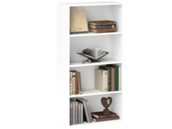 Librería Blanca Con 2 Baldas Ajustables Antivuelco, 60x24x115,5 Cm.