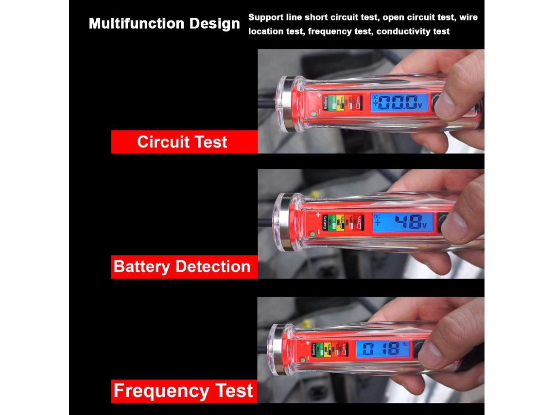 Probador De Cableado Bipolar Automotriz Con Pantalla Lcd Digital, Herramienta De Prueba Eléctrica De 1-75 V Para Automóviles.