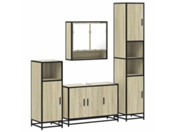 Conjunto de muebles de baño de 4 piezas en madera de roble Sonoma - EXCLUSIVA MAISON