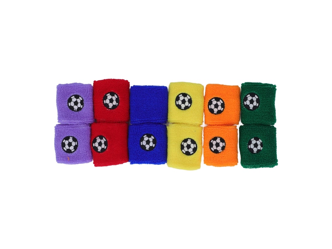 12 Pulseiras Esportivas Absorventes De Suor Para Crianças Futebol Beisebol Poliéster 6x6cm