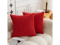 2026-33837-2 Fundas De Almohada Cuadrada De Pana Rayada Suave Para Sofá 45x45 Cm