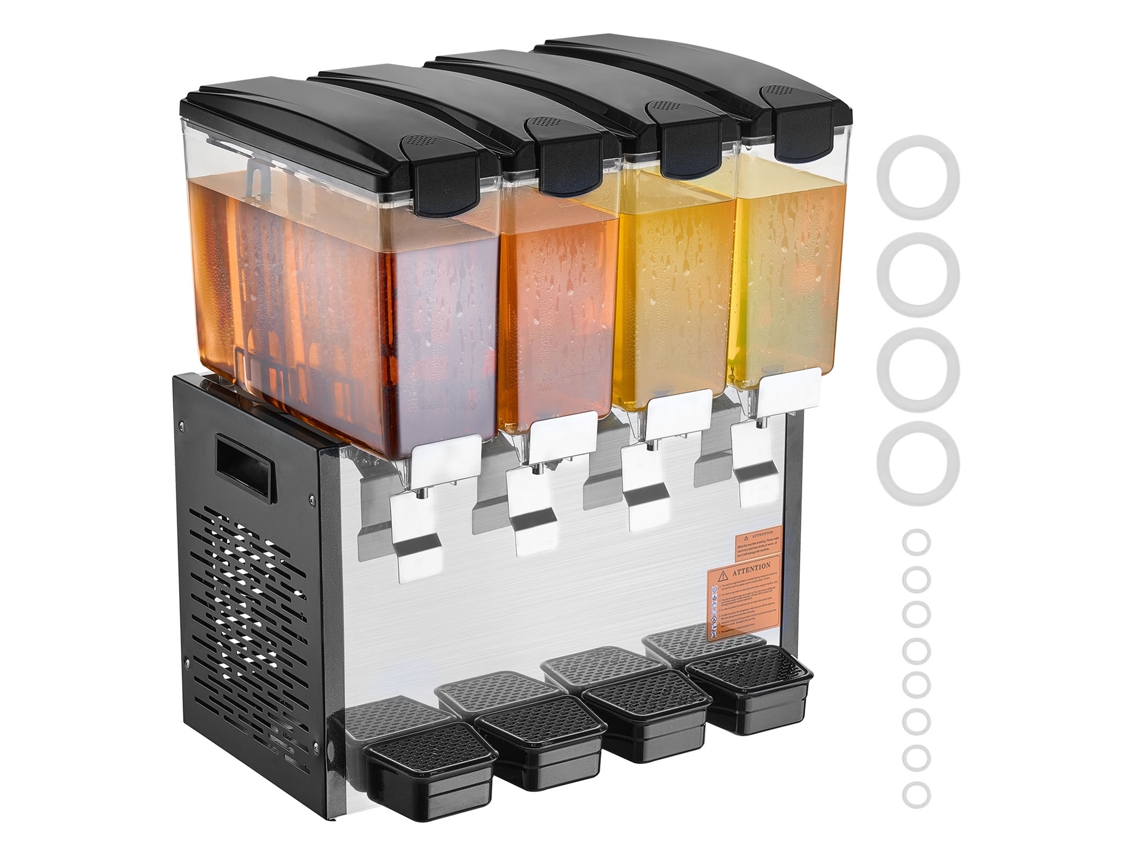 Dispensador de bebidas comerciales Succebuy de 10 l y 4 tanques para bebidas frías, jugos y hielo