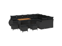 Maison Exclusive - Conjunto De Sofá De Jardín 13 Pcs Negro Rattan De Poliéster