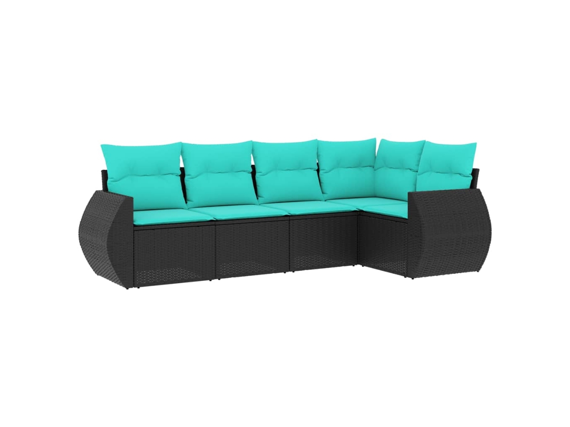 Maison Exclusive - Conjunto De Sofá De Jardín De 5 Piezas Con Cojines, De Poliratán Negro