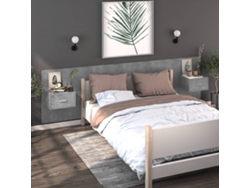 Mesitas de Noche LOVELY HOME Mesinha Montagem na Parede 2 Pcs Cinzento Cimento