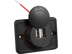 Carregador Usb Veicular À Prova D'água Com Duas Portas Para Smartphone E Tablet (1 Unidade).