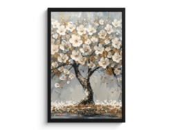 Póster Enmarcado Árbol - Flores - Blanco - Naturaleza - Arte 40x60 Cm