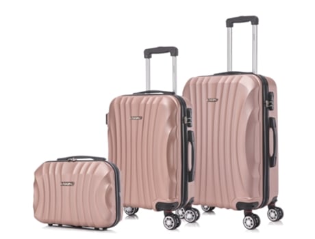Conjunto de 3 Maletas de Viaje RAYKONG ABS Rígida Cabina/Mediana/Mala Maquillaje (55/68/29cm - 16.84 L/45 L/76.5 L)