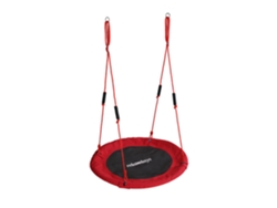Relaxdays Baloiço Ninho Redondo, Pegas Em Espuma, Crianças, Ajustável, Exterior, Ø: 100 Cm, Até 100 Kg, Vermelho