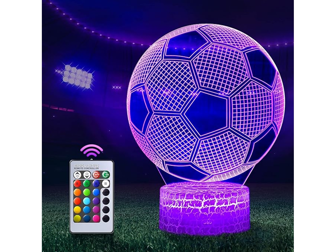 Luminária de mesa de cabeceira 3D com tema de futebol, 16 núcleos, Command and Touch (ZYBLSSBB)
