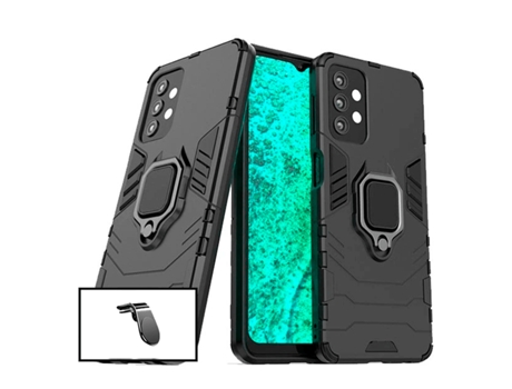 Kit Soporte Magnético L Safe Driving Coche y Funda 3X1 Military Defender Samsung Galaxy A52 PHONECARE Negro