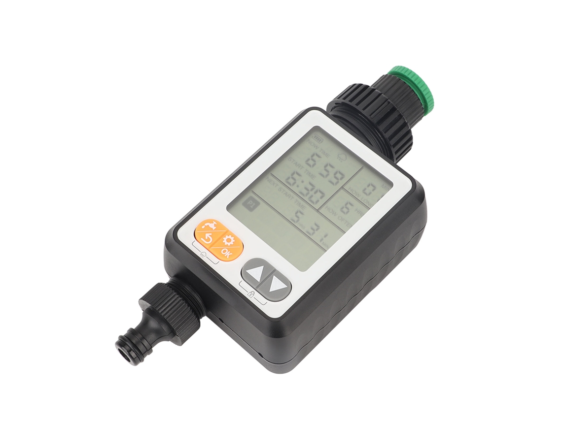 Programador de riego exterior, temporizador de jardín, controlador de riego automático con cable G3/4 negro