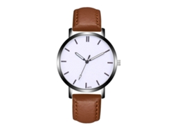 Reloj De Pulsera Analógico De Aleación Con Esfera Redonda Cuarzo Café Claro Para Hombre