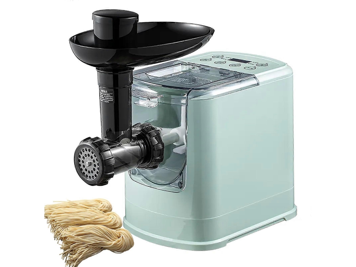 Máquina eléctrica para hacer pasta de 260 W con control táctil y LED, 13 discos para diferentes formas, capacidad de 500 g, tiempo de amasado en 3 minutos.
