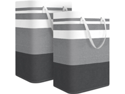 Juego de 2 cestas de ropa plegables de gran capacidad de 80 l con asas, color gris TOMMY01