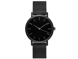 Reloj Analógico Unisex De Acero Con Correa De Malla, Movimiento De Cuarzo (negro)