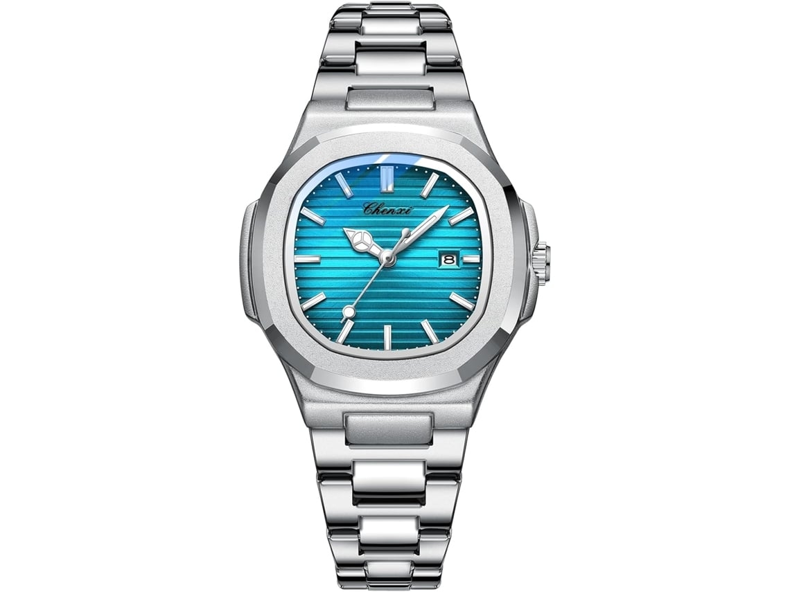 Reloj De Pulso Femenino De Acero Inoxidable Impermeable En Dos Tonos Negro Azul Yuysan