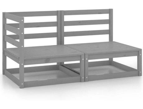 Conjunto 2 de muebles de jardín VIDAXL gris madera maciza de pino