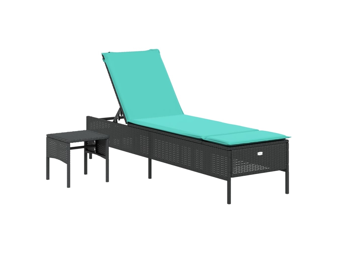 Maison Exclusive - Tumbona Con Mesa Y Cojín, Poliratán Negro