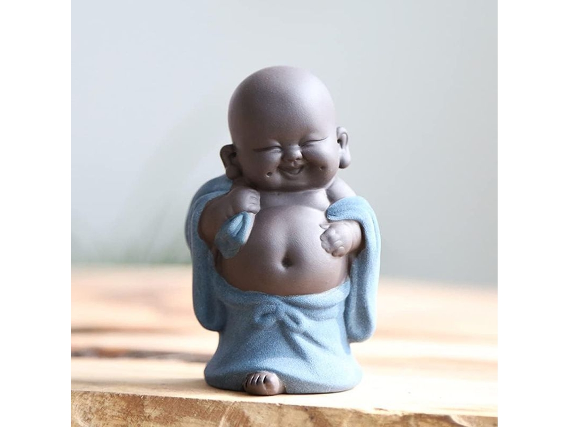 Estatua De Buda Maitreya Sonriente En Cerámica, Escultura Ornamental Para El Té, Mini Buda Sonriente De La Suerte