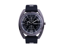 Reloj De Pulsera Para Hombre De Silicona Con Tres Esferas Dial Redondo Estilo Casual Cuarzo Negro