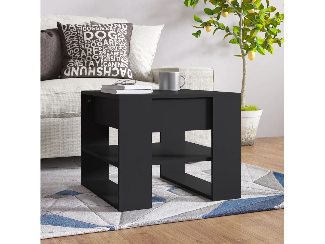 Mesa de Centro de Apoyo 55,5X55X45 Cm Madera Procesada Negro