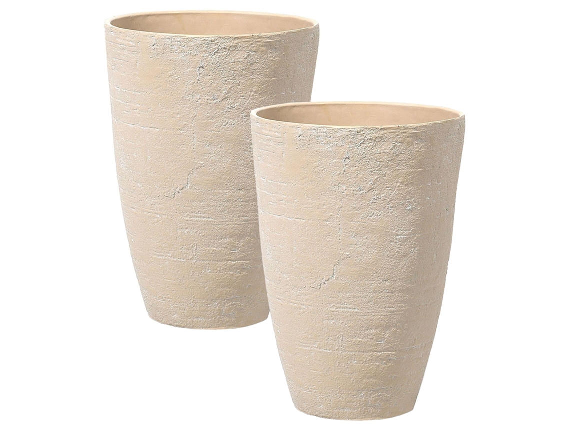 Conjunto de 2 macetas BELIANI Camia de Mezcla de piedra Beige 43x43x60