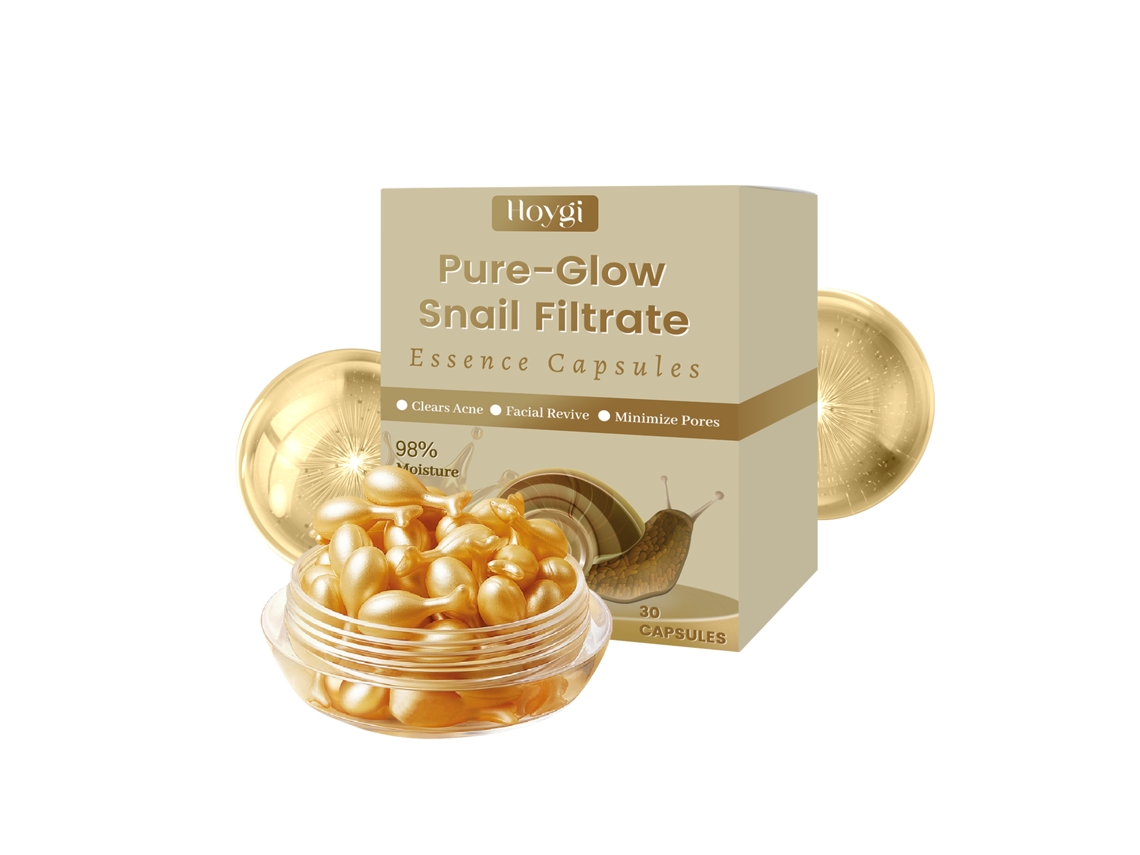 Crema reafirmante facial con esencia de caracol para una elasticidad natural, 30 cápsulas, hidratante facial nutritivo.