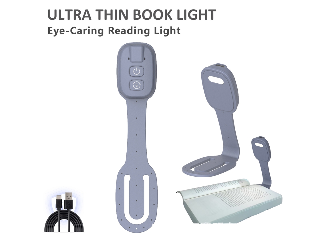 Lámpara de lectura recargable con clip, 3 colores agradables a la vista, un regalo para los amantes de la lectura, gris Siurn
