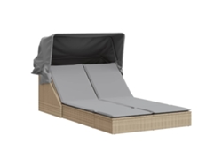Tumbona doble con dosel y cojines, mimbre, beige, MAISON EXCLUSIVE (sin dimensiones)
