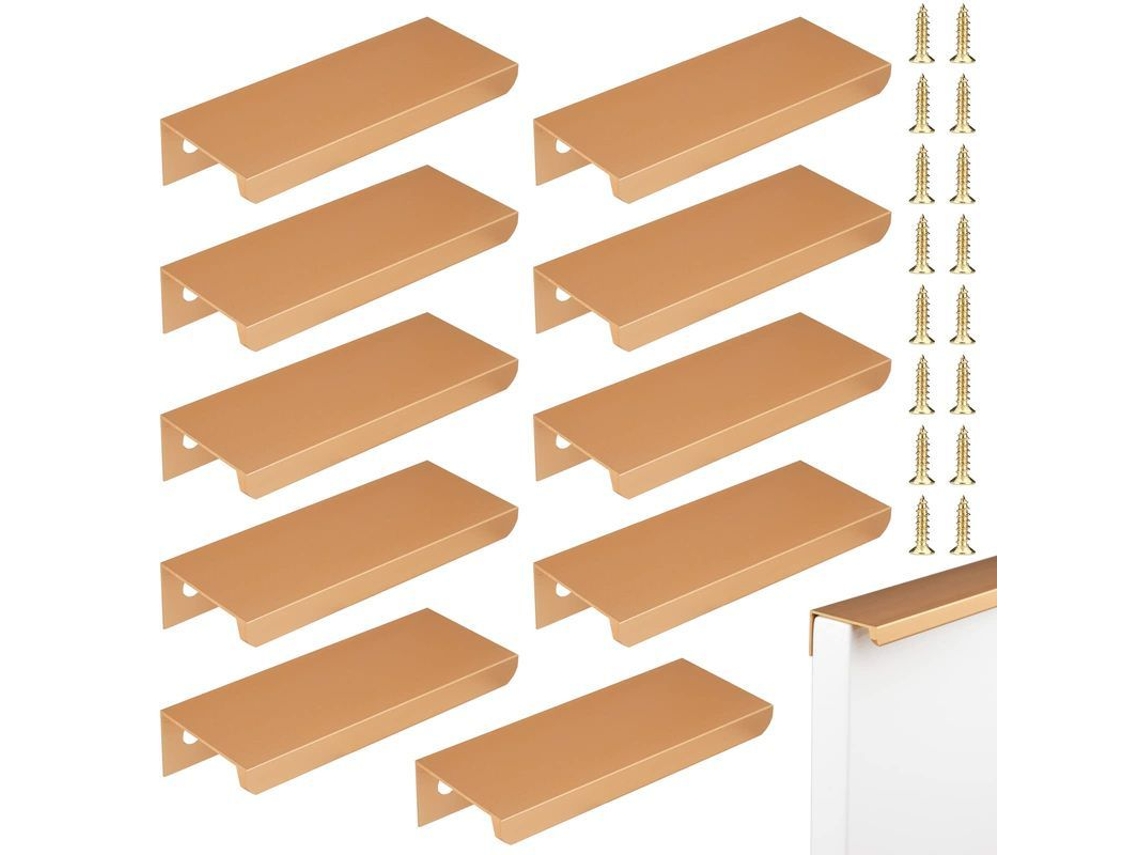 Tirador Oculto Para Cajones Linjou, 10 Unidades, 80 Mm, Oro Rosa, Aluminio, Para Cajones, Armarios Y Muebles.