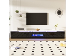 Mueble Tv 180 Cm - Superficie De Alto Brillo, Con Iluminación Led De 16 Colores, Apto Para Montar En La Pared - Negro Y Blanco