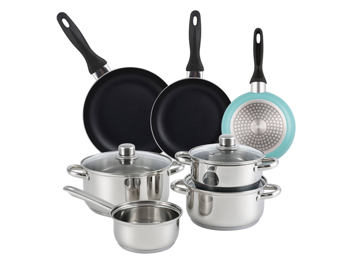 Juego de utensilios de cocina Well Home de 7 piezas y 3 sartenes Wellhome