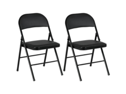 Conjunto 2 Cadeiras Dobráveis Encosto Aço 45x46x78cm Preto