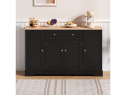 Buffet Multifuncional 138 Cm - Con Cajón, Puertas De Estante Y Baldas Ajustables - Negro