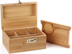 Caja Grande De Bambú Con Cerradura Combinación, Regalo Para Hombre O Mujer, Almacenajea Bandeja, Hogar, Moderno, Funcional
