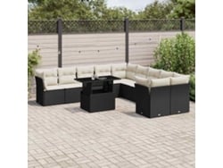 Conjunto de sofás de jardín de 11 piezas DKD Home Decor con cojines de mimbre negros