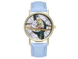 Reloj De Pulsera Unisex Zhoulianfa Con Correa De Cuero Sintético Y Ilustración Decorativa Azul Claro.