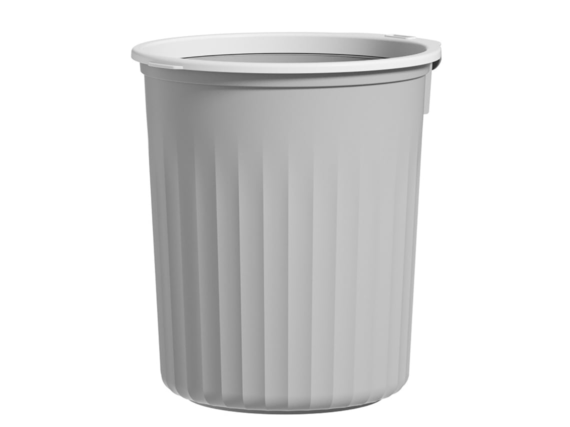Cubo de basura redondo de plástico Baok con anillo de cierre para el hogar y la cocina, gris, pequeño, gran capacidad de 8 litros.
