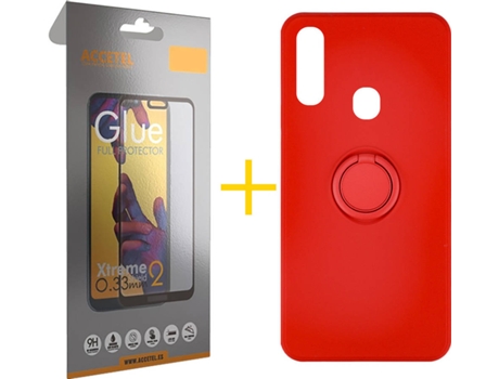 Carcasa + Protector de Pantalla para Samsung Galaxy A20e ACCETEL Rojo