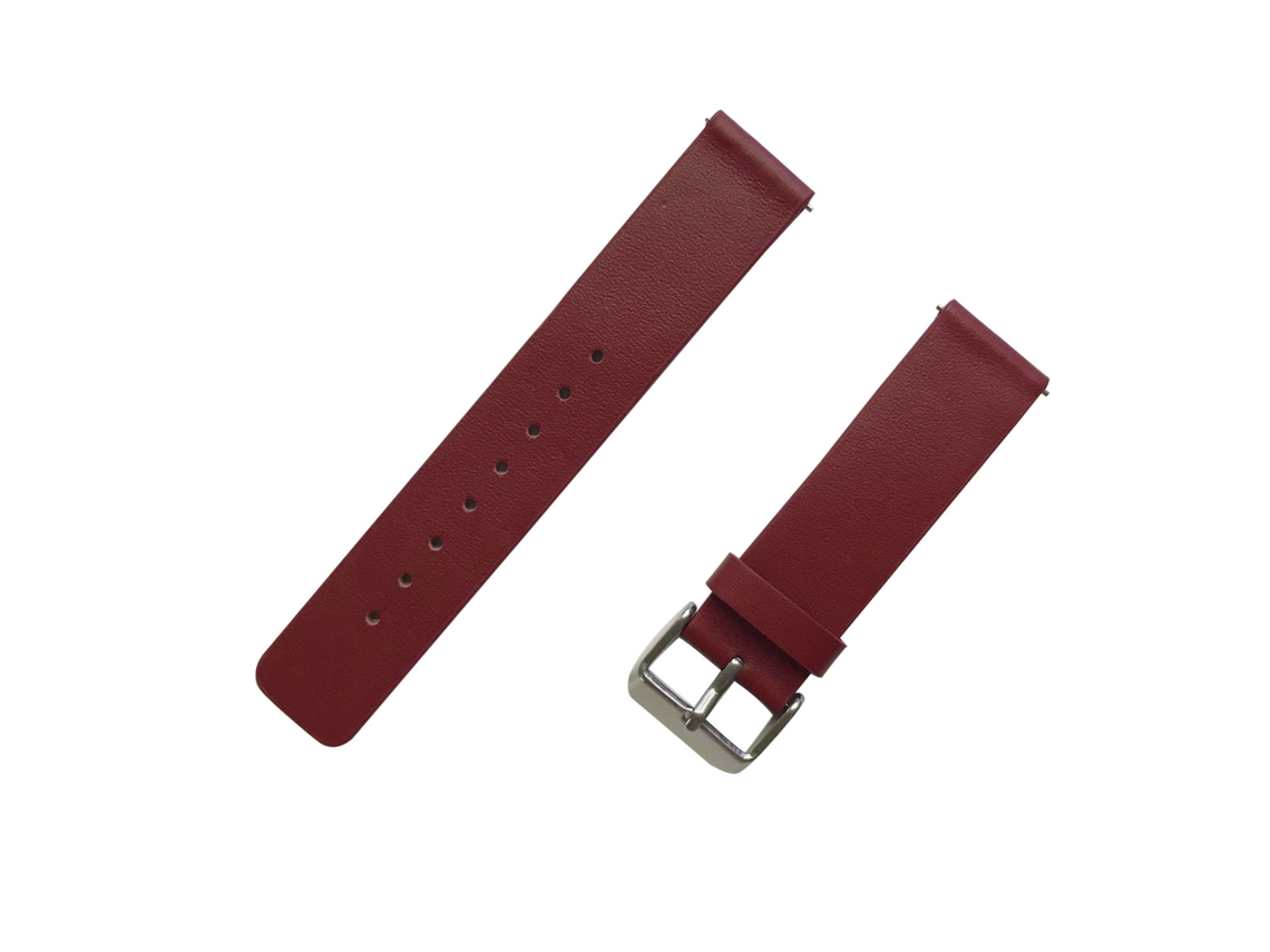Correa universal de piel auténtica para relojes de 18 mm. Sistema de liberación rápida para un cambio fácil. 17 x 1 x 0,3 cm. Color rojo.